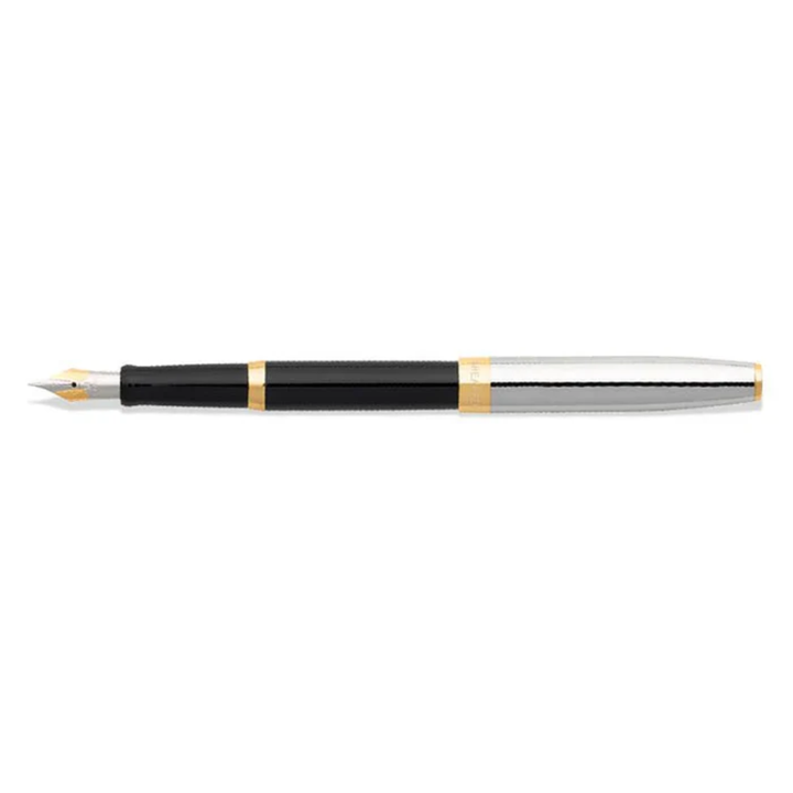 Sheaffer SAGARIS E9475 Gloss Black Barrel and Chrome Cap With Gold Tone Trim Fountain Pen (WW30) — Sheaffer fountain pen — precision nib writing instrument, at Cityluxe Singapore stationery store