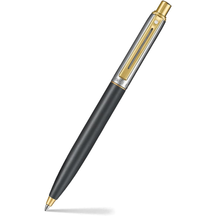 Sheaffer Sentinel Metal 334 Matte Black Barrel and Brushed Chrome Cap Ballpoint Pen with Gold Trims (WW31) — Sheaffer ballpoint pen — reliable smooth-writing everyday pen, at Cityluxe Singapore