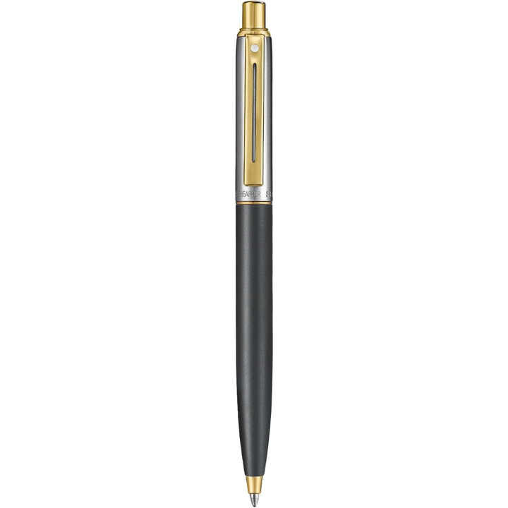 Sheaffer Sentinel Metal 334 Matte Black Barrel and Brushed Chrome Cap Ballpoint Pen with Gold Trims (WW31) — Sheaffer ballpoint pen — reliable smooth-writing everyday pen, at Cityluxe Singapore