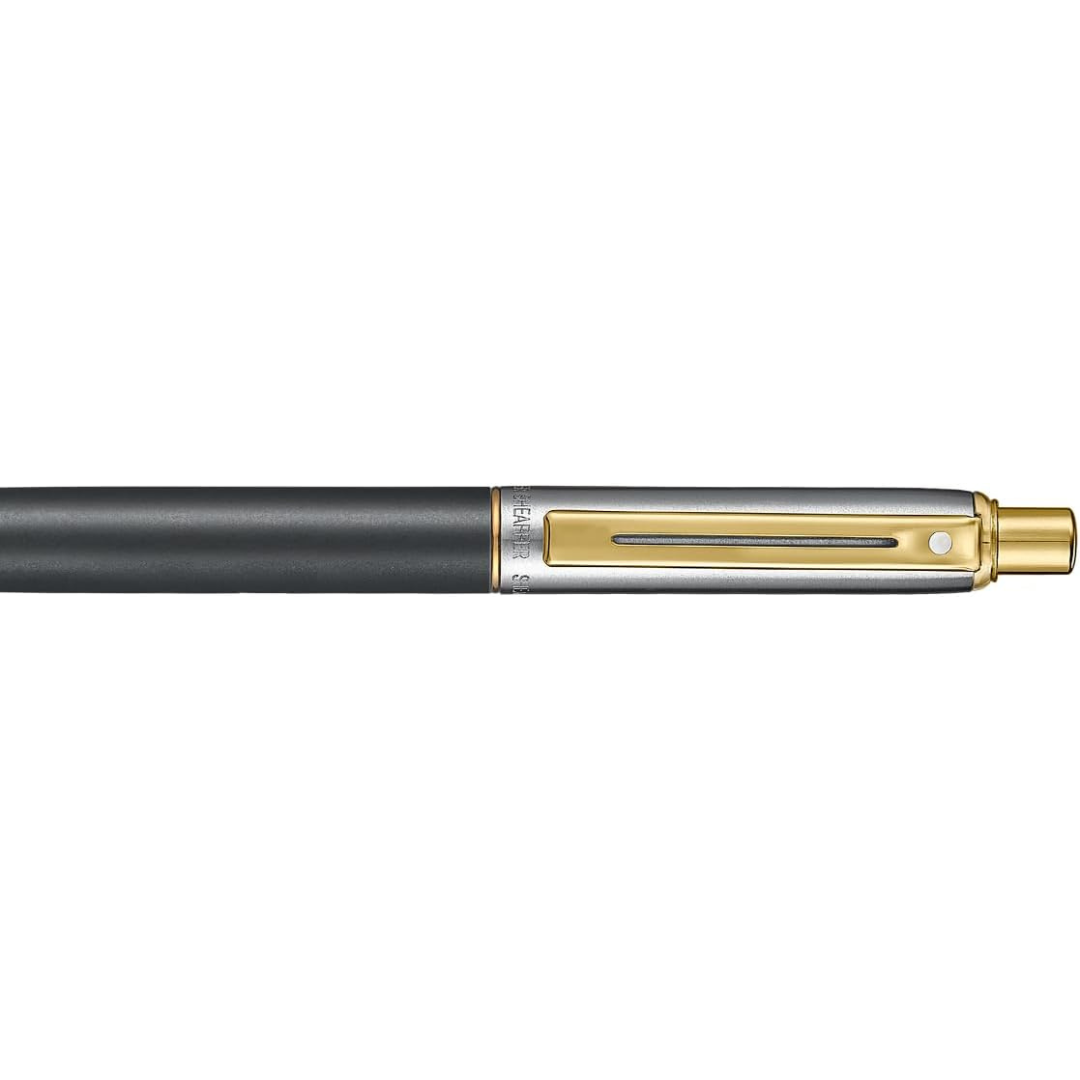 Sheaffer Sentinel Metal 334 Matte Black Barrel and Brushed Chrome Cap Ballpoint Pen with Gold Trims (WW31) — Sheaffer ballpoint pen — reliable smooth-writing everyday pen, at Cityluxe Singapore