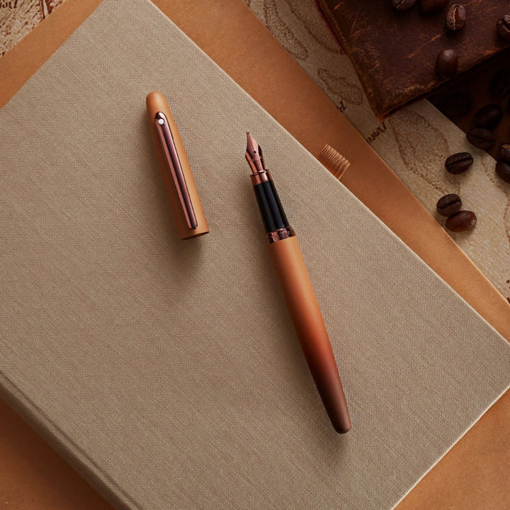 Sheaffer VFM E9428 Coffee Edition Matt Brown  With Regal Brown PVD Trims Fountain Pen (WW31 Coffee) — Sheaffer fountain pen — precision nib writing instrument, at Cityluxe Singapore stationery store