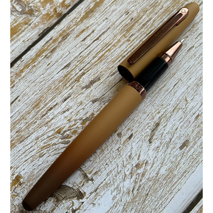 Sheaffer VFM E9428 Coffee Edition Matt Brown With Regal Brown PVD Trims Rollerball Pen (WW31 Coffee) — engraving example