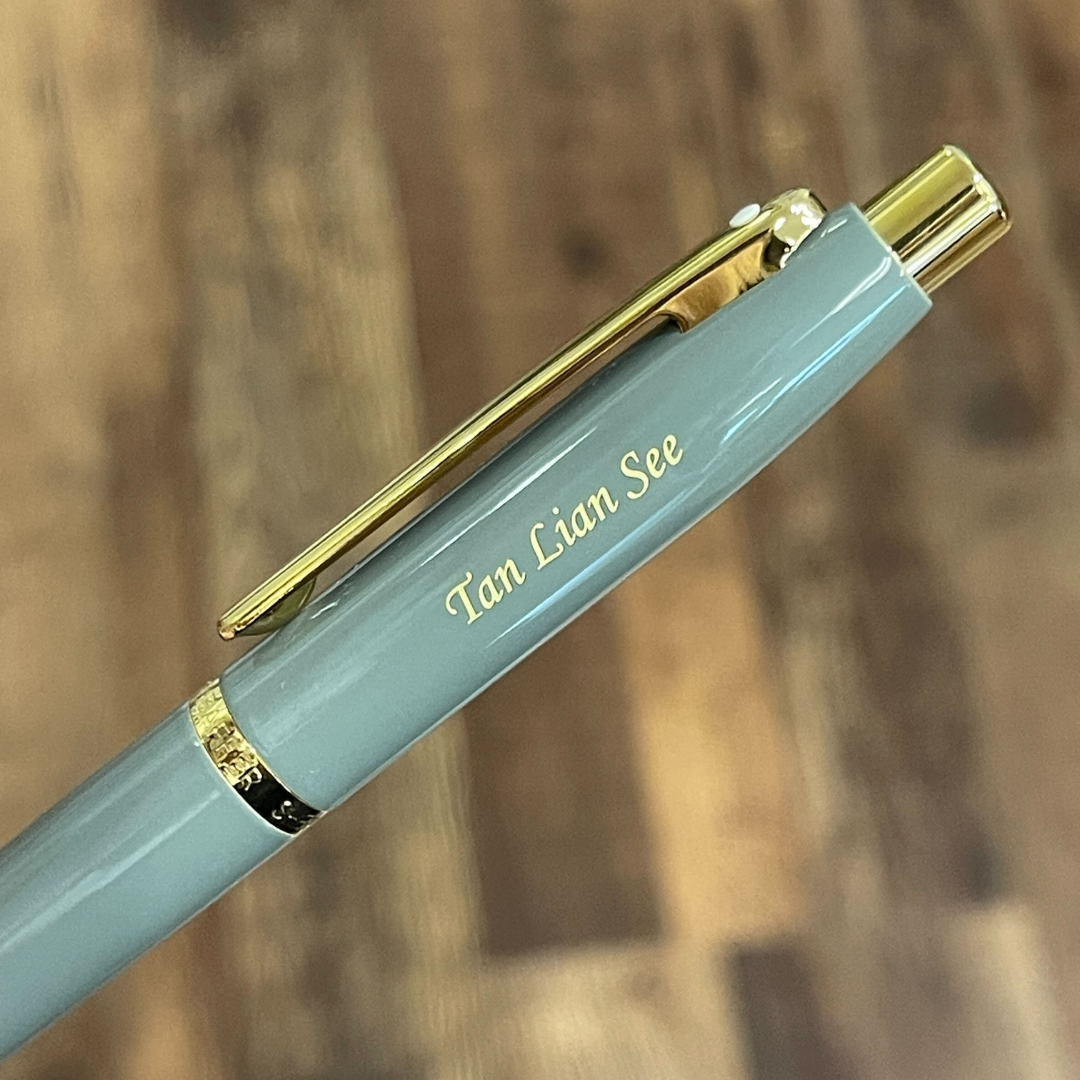 Sheaffer VFM E9427 Glossy Light Gray  With PVD Gold-Tone Trim Ballpoint Pen (WW31) — Sheaffer ballpoint pen — reliable smooth-writing everyday pen, at Cityluxe Singapore