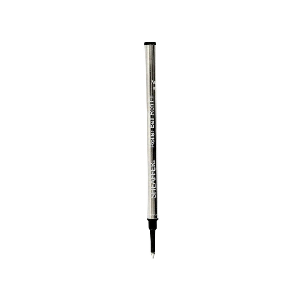Sheaffer Slim Rollerball Pen Refill Blister Card - Black Medium — uncapped with cap posted