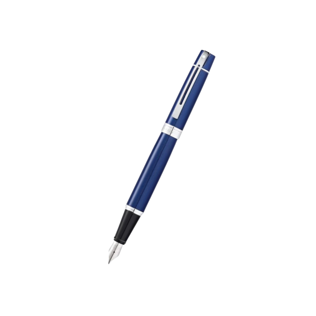 Sheaffer 300 E9341 Glossy Blue with Chrome Trims Fountain Pen  (WW30) — Sheaffer fountain pen — precision nib writing instrument, at Cityluxe Singapore stationery store