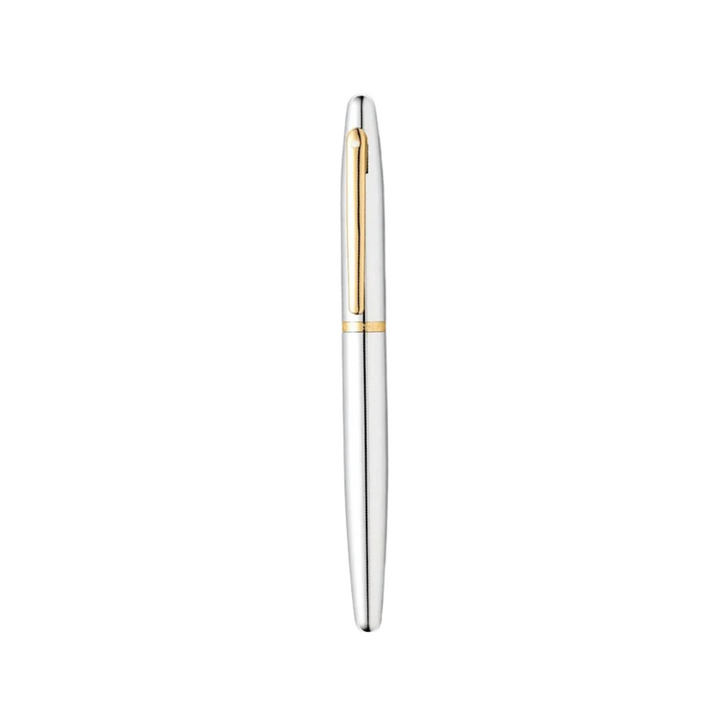 Sheaffer  VFM E9422 Polished Chrome with Gold Trims Rollerball Pen (WW31) — Sheaffer rollerball pen — fluid gel ink writing instrument, at Cityluxe Singapore