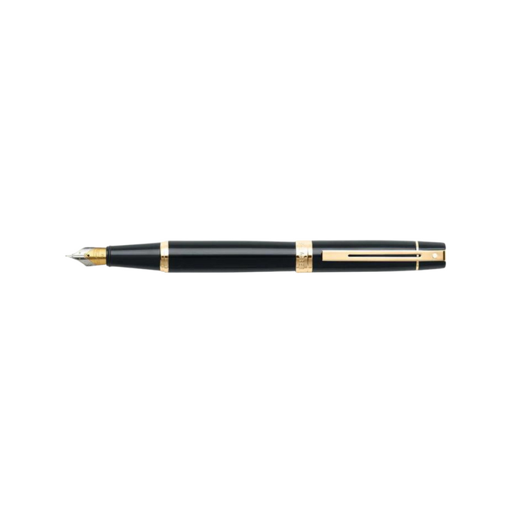 Sheaffer 300 E9325 Glossy Black With Gold Trims Fountain Pen (WW30) — Sheaffer fountain pen — precision nib writing instrument, at Cityluxe Singapore stationery store