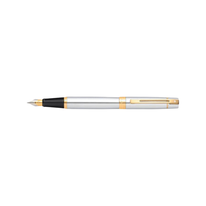 Sheaffer 300 E9342 Bright Chrome With Gold Trims Fountain Pen (WW30) — Sheaffer fountain pen — precision nib writing instrument, at Cityluxe Singapore stationery store