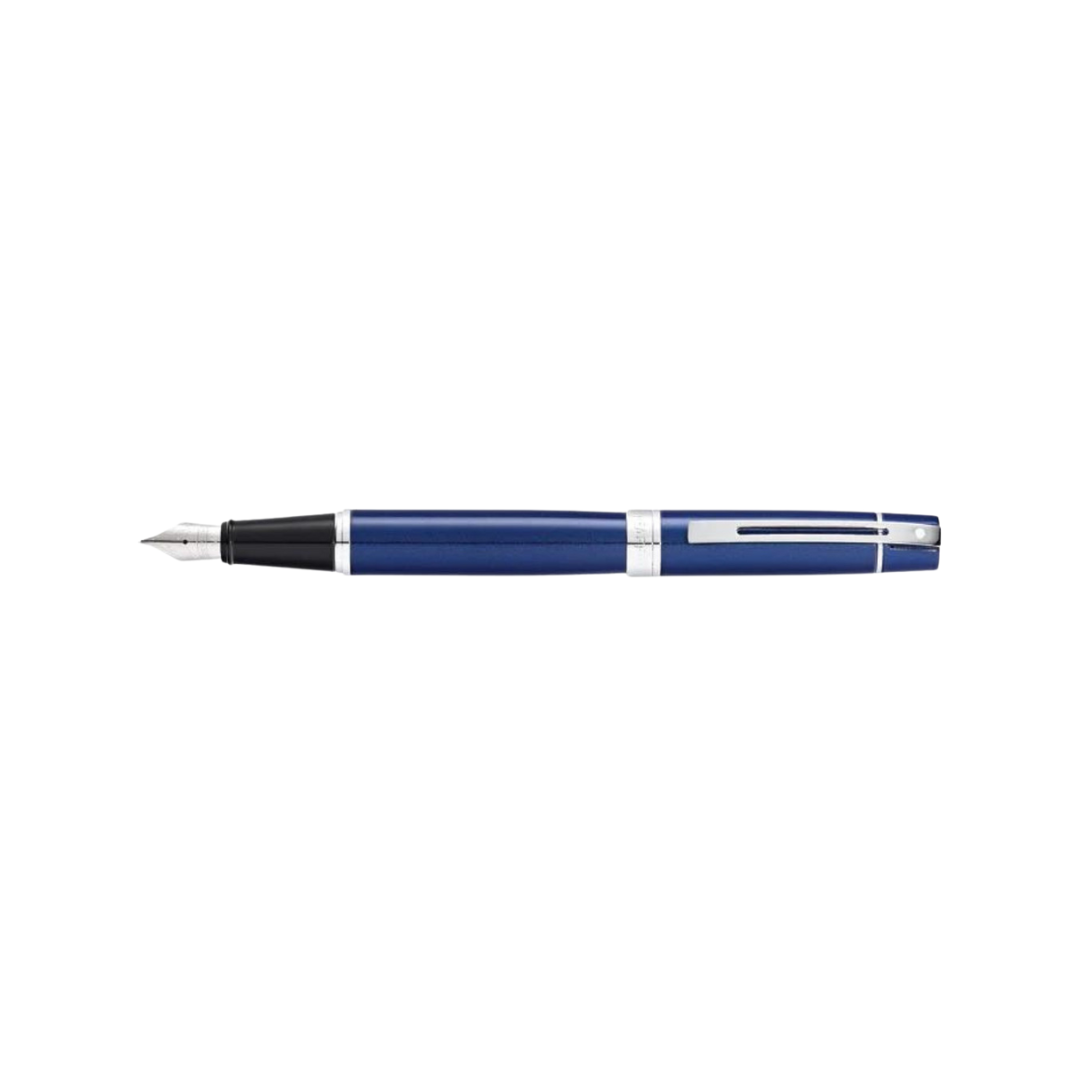 Sheaffer 300 E9341 Glossy Blue with Chrome Trims Fountain Pen  (WW30) — Sheaffer fountain pen — precision nib writing instrument, at Cityluxe Singapore stationery store