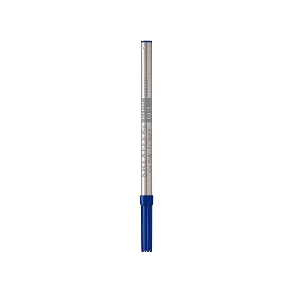 Sheaffer Rollerball Pen Refill Blister Card - Blue Medium for Award — uncapped with cap posted