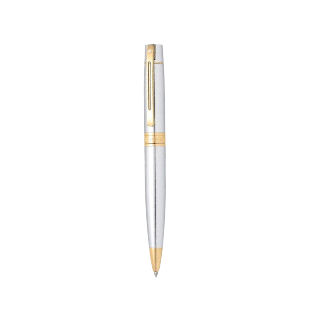Sheaffer 300 E9342 Bright Chrome With Gold Trims Ballpoint Pen (WW30) — Sheaffer ballpoint pen — reliable smooth-writing everyday pen, at Cityluxe Singapore