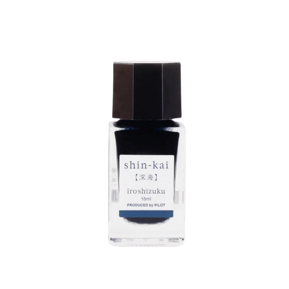 Pilot Iroshizuku 15ml Ink Bottle - Shin-kai (Blue Grey) — bottle at angle