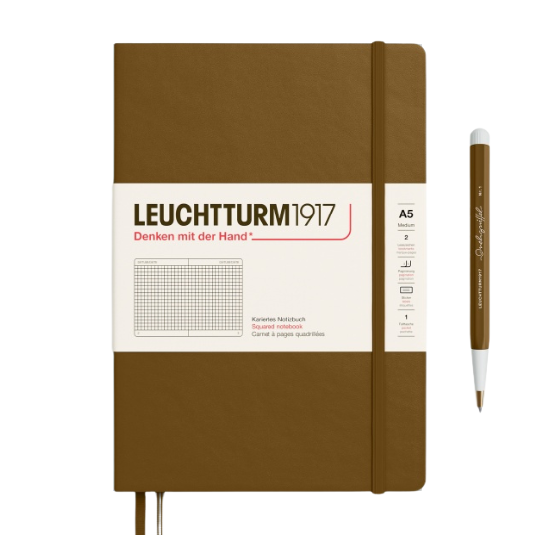 Leuchtturm1917 A5 Medium Hardcover Notebook - Squared / Spice Brown — front cover
