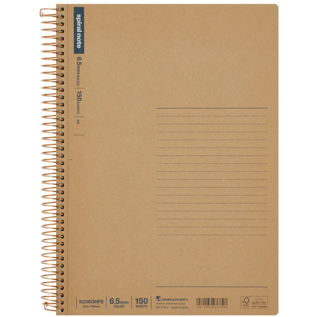 Maruman A5 Spiral Note BASIC 6.5mm 150 Sheet — front view