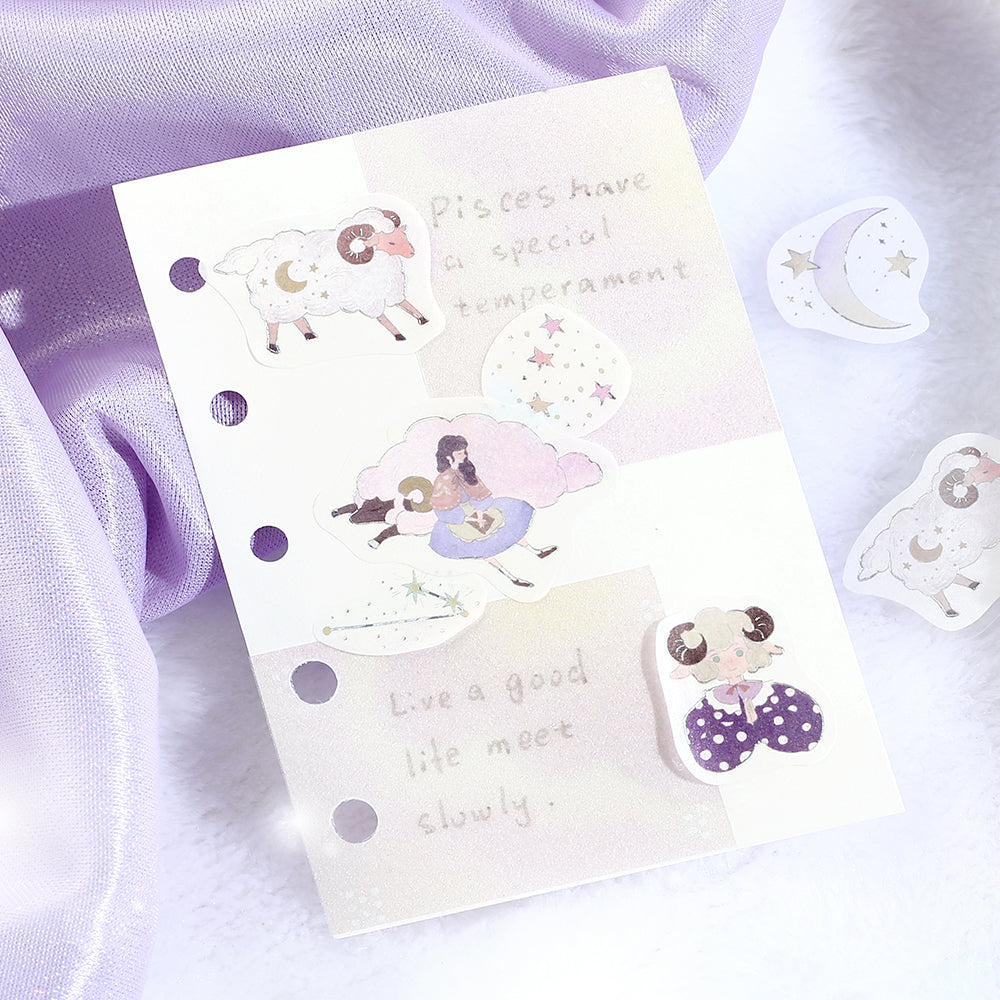 BGM Foil Stamping Flake Seal: Star Poem - Aquarius, Pisces &amp; Aries — with packaging