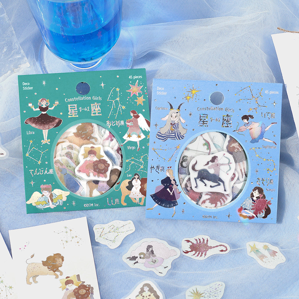 BGM Foil Stamping Flake Seal: Star Poem - Leo, Virgo &amp; Libra — flat lay
