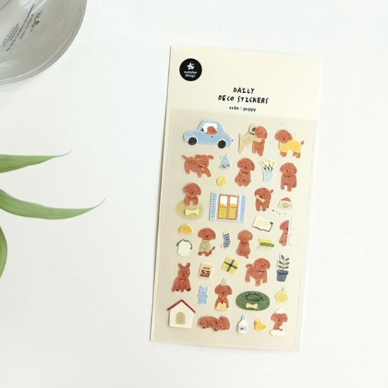 Suatelier Daily Deco Sticker - Puppy — flat lay