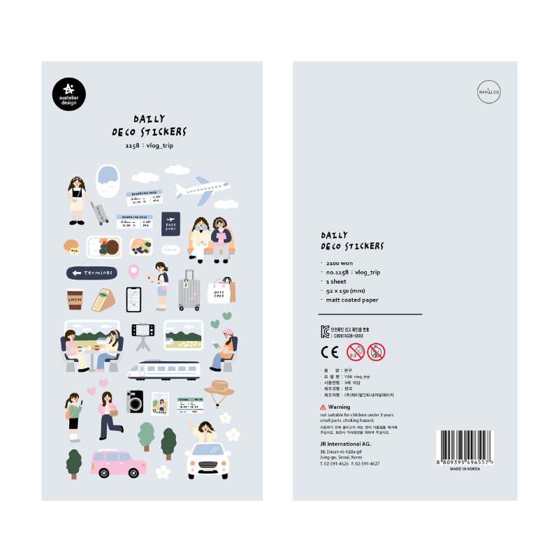 Suatelier Daily Deco Sticker - Vlog Trip — front view