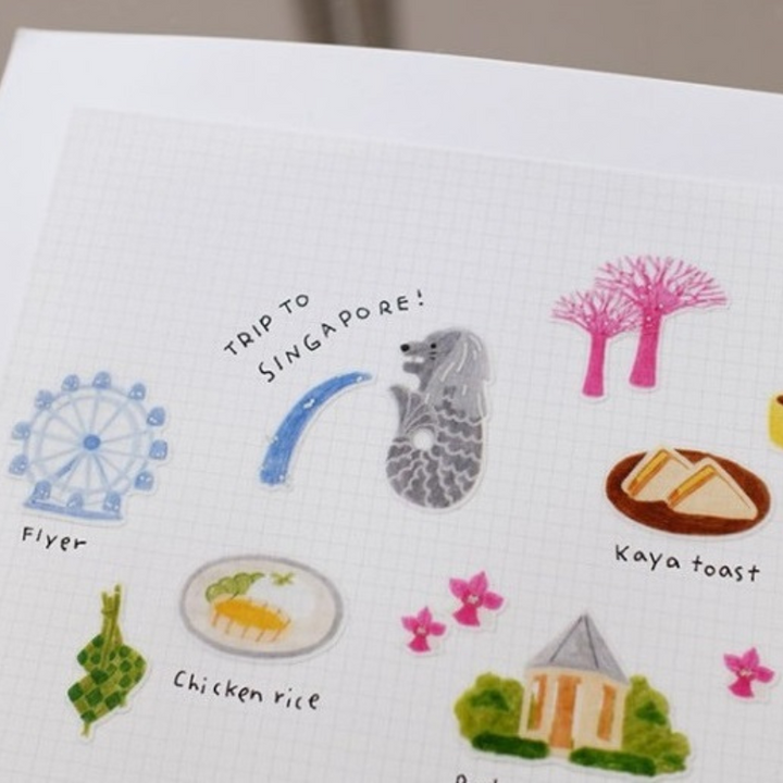 Suatelier Daily Deco Sticker - Trip to Singapore — with packaging