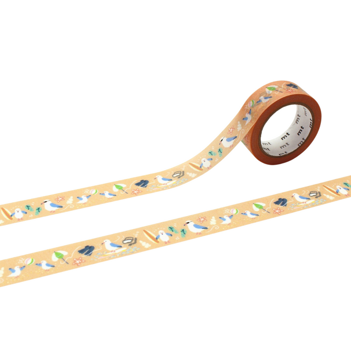 MT EX Washi Tape - Summer Black-tailed Gull — roll front