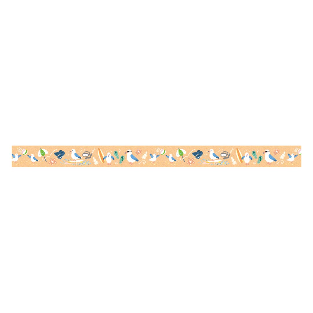 MT EX Washi Tape - Summer Black-tailed Gull — applied on surface