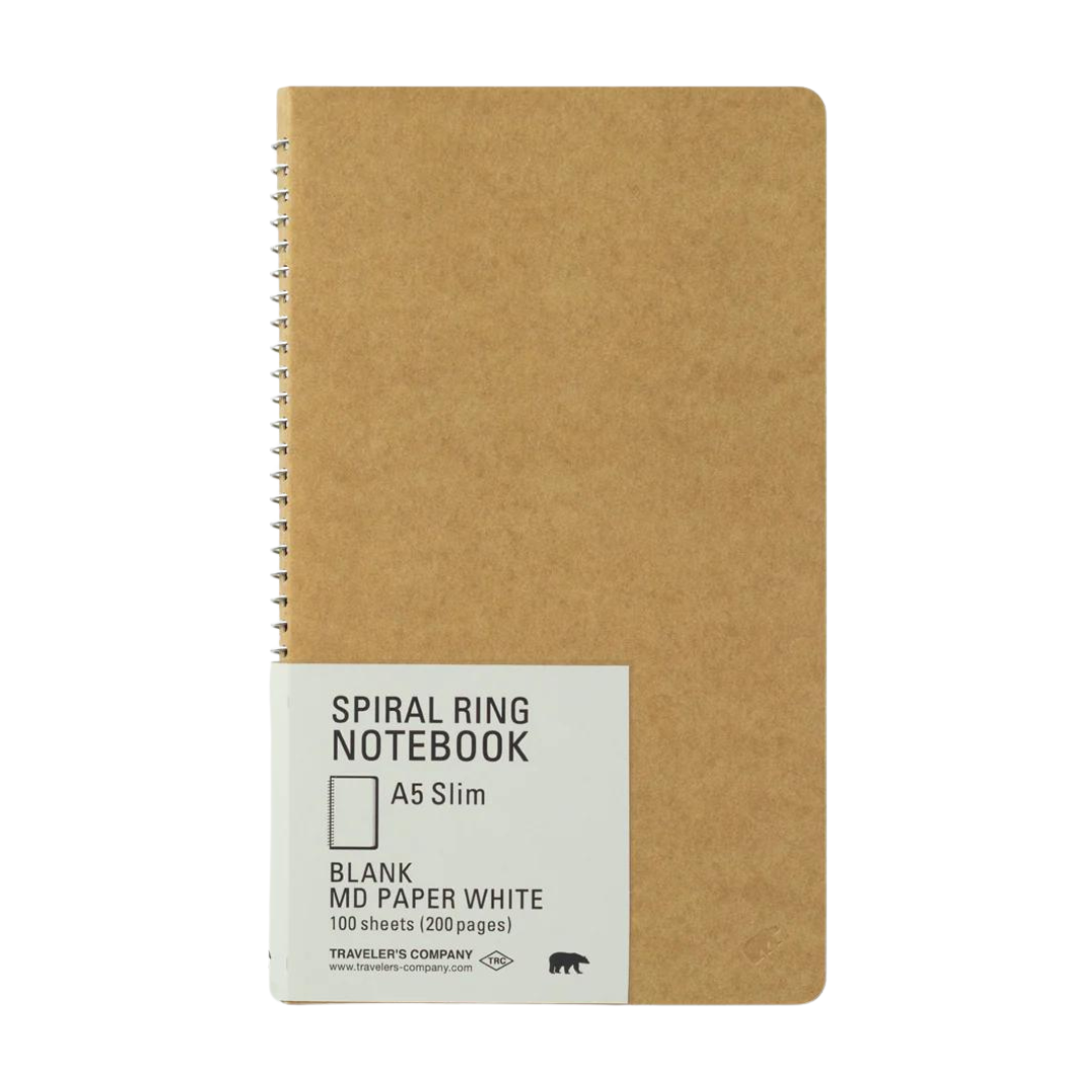TRAVELER'S COMPANY Spiral Ring Notebook (A5 Slim) Blank MD Paper White — front cover