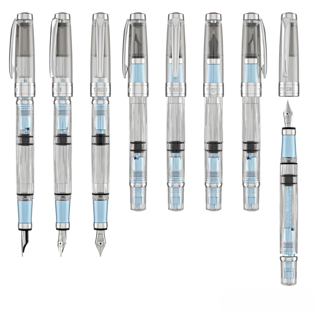 TWSBI Diamond 580 AL Fountain Pen in Iceberg — TWSBI fountain pen — precision nib writing instrument, at Cityluxe Singapore stationery store