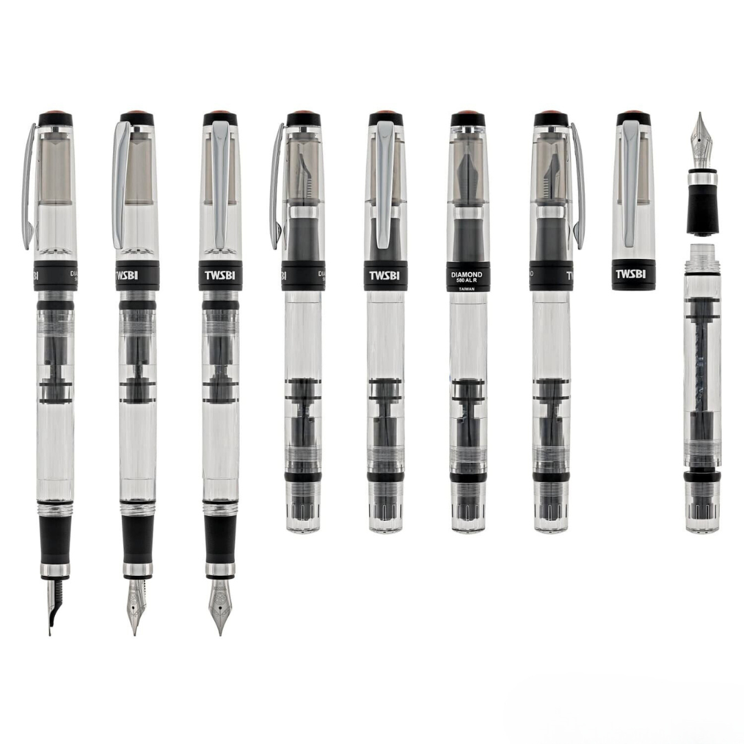 TWSBI Diamond 580 AL R Fountain Pen - Black — flat lay