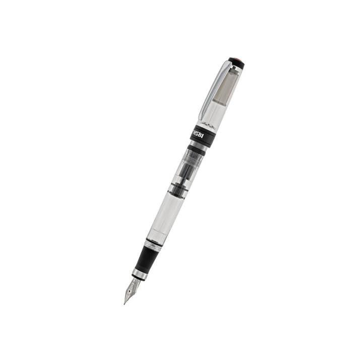 TWSBI Diamond 580 AL R Fountain Pen - Black — uncapped with cap posted