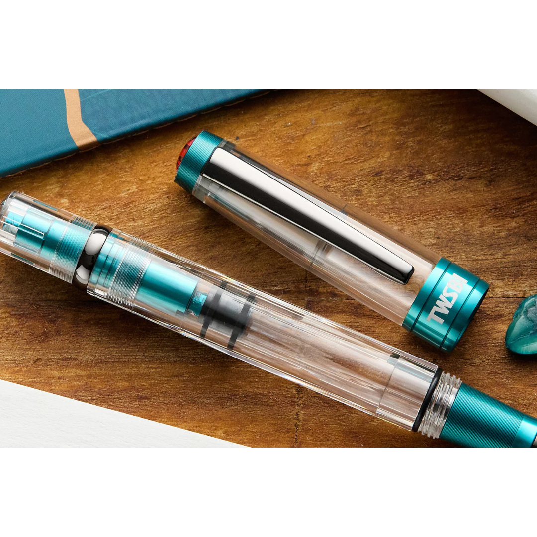 TWSBI Diamond 580 AL R Fountain Pen in Caribbean with Onyx — TWSBI fountain pen — precision nib writing instrument, at Cityluxe Singapore stationery store