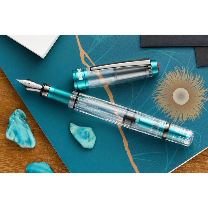 TWSBI Diamond 580 AL R Fountain Pen in Caribbean with Onyx — TWSBI fountain pen — precision nib writing instrument, at Cityluxe Singapore stationery store