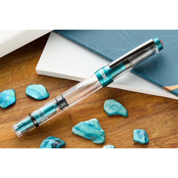 TWSBI Diamond 580 AL R Fountain Pen in Caribbean with Onyx — TWSBI fountain pen — precision nib writing instrument, at Cityluxe Singapore stationery store