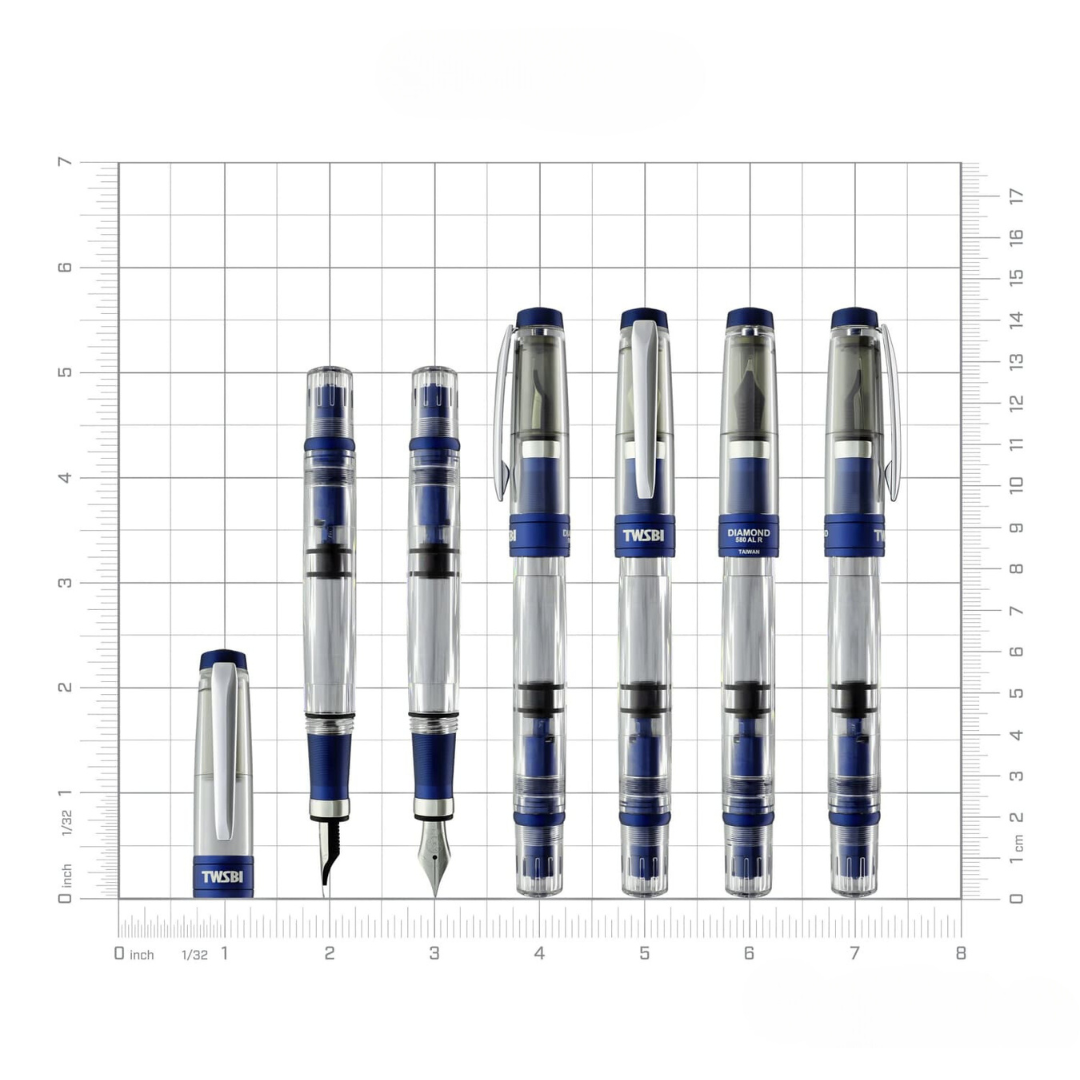 TWSBI Diamond 580 AL R  Fountain Pen in Navy Blue — TWSBI fountain pen — precision nib writing instrument, at Cityluxe Singapore stationery store