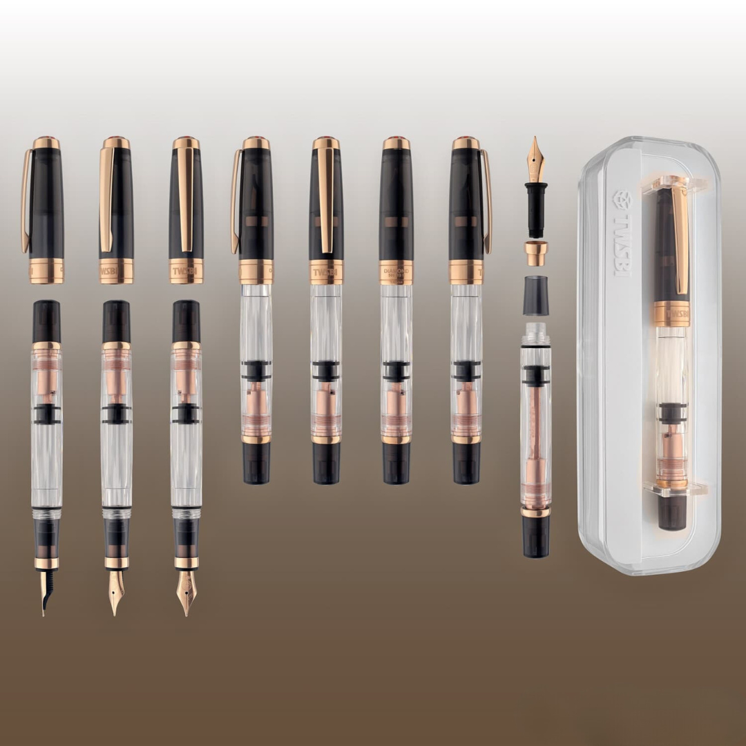 TWSBI Diamond 580 Fountain Pen Smoke RG II — TWSBI fountain pen — precision nib writing instrument, at Cityluxe Singapore stationery store