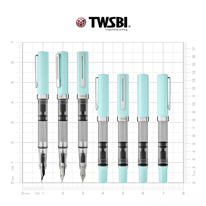TWSBI ECO-T Fountain Pen Mint Blue — TWSBI fountain pen — precision nib writing instrument, at Cityluxe Singapore stationery store