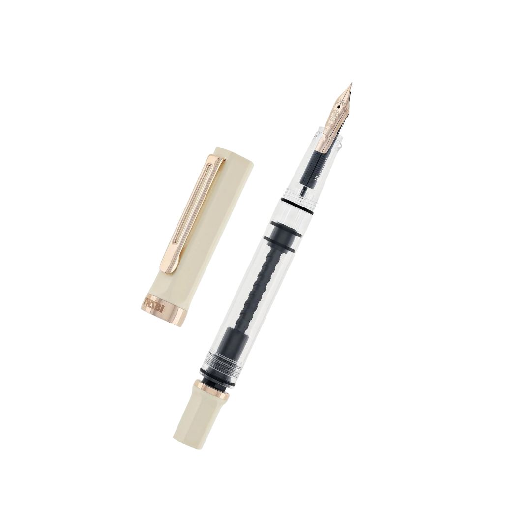 TWSBI ECO Fountain Pen in Creme with Rose Gold — TWSBI fountain pen — precision nib writing instrument, at Cityluxe Singapore stationery store
