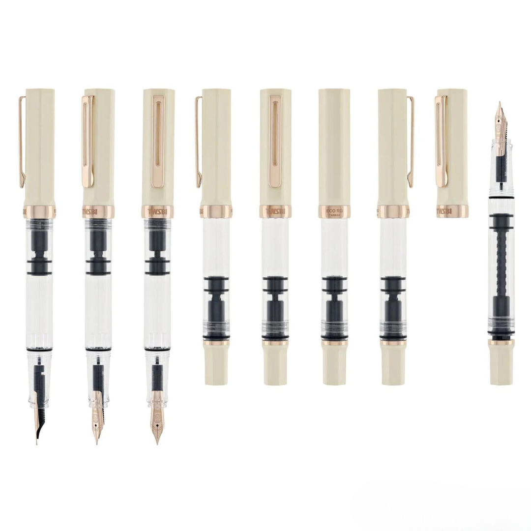 TWSBI ECO Fountain Pen in Creme with Rose Gold — TWSBI fountain pen — precision nib writing instrument, at Cityluxe Singapore stationery store