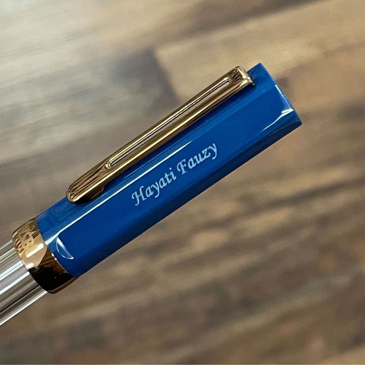TWSBI ECO Fountain Pen - Indigo Blue with Bronze Trim — flat lay