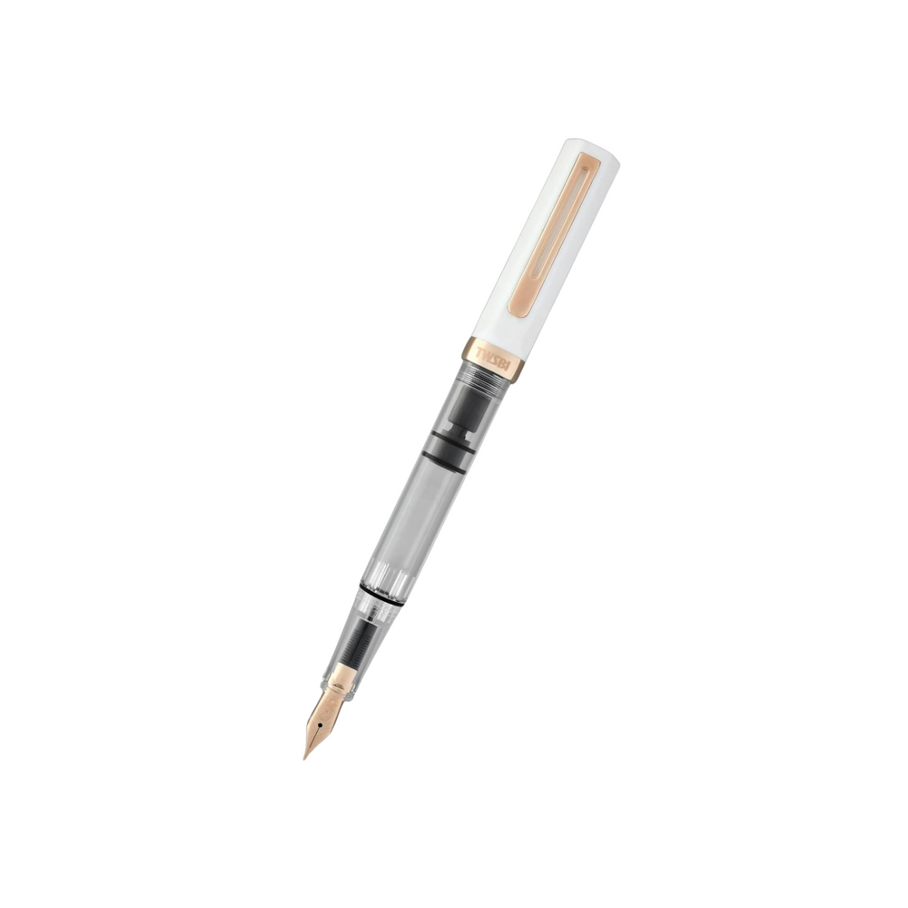 TWSBI ECO Fountain Pen in White with Rose Gold Trim — TWSBI fountain pen — precision nib writing instrument, at Cityluxe Singapore stationery store