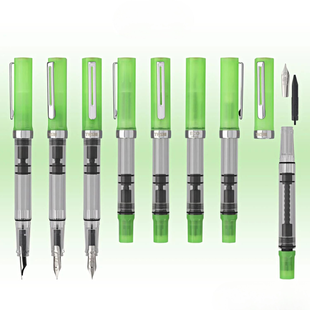 TWSBI ECO Fountain Pen Glow Green — TWSBI fountain pen — precision nib writing instrument, at Cityluxe Singapore stationery store
