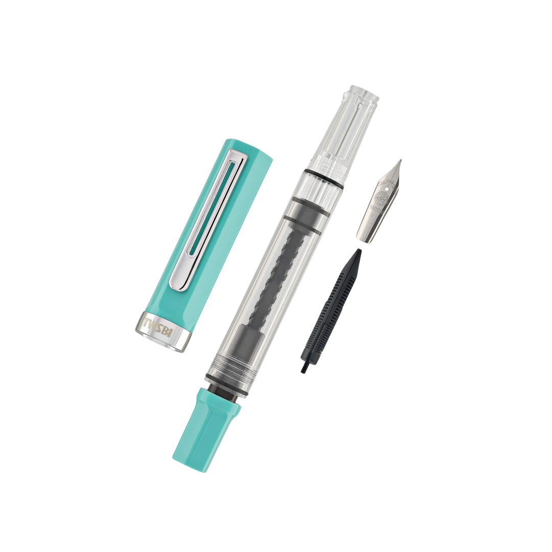 TWSBI ECO Fountain Pen Persian Green — flat lay