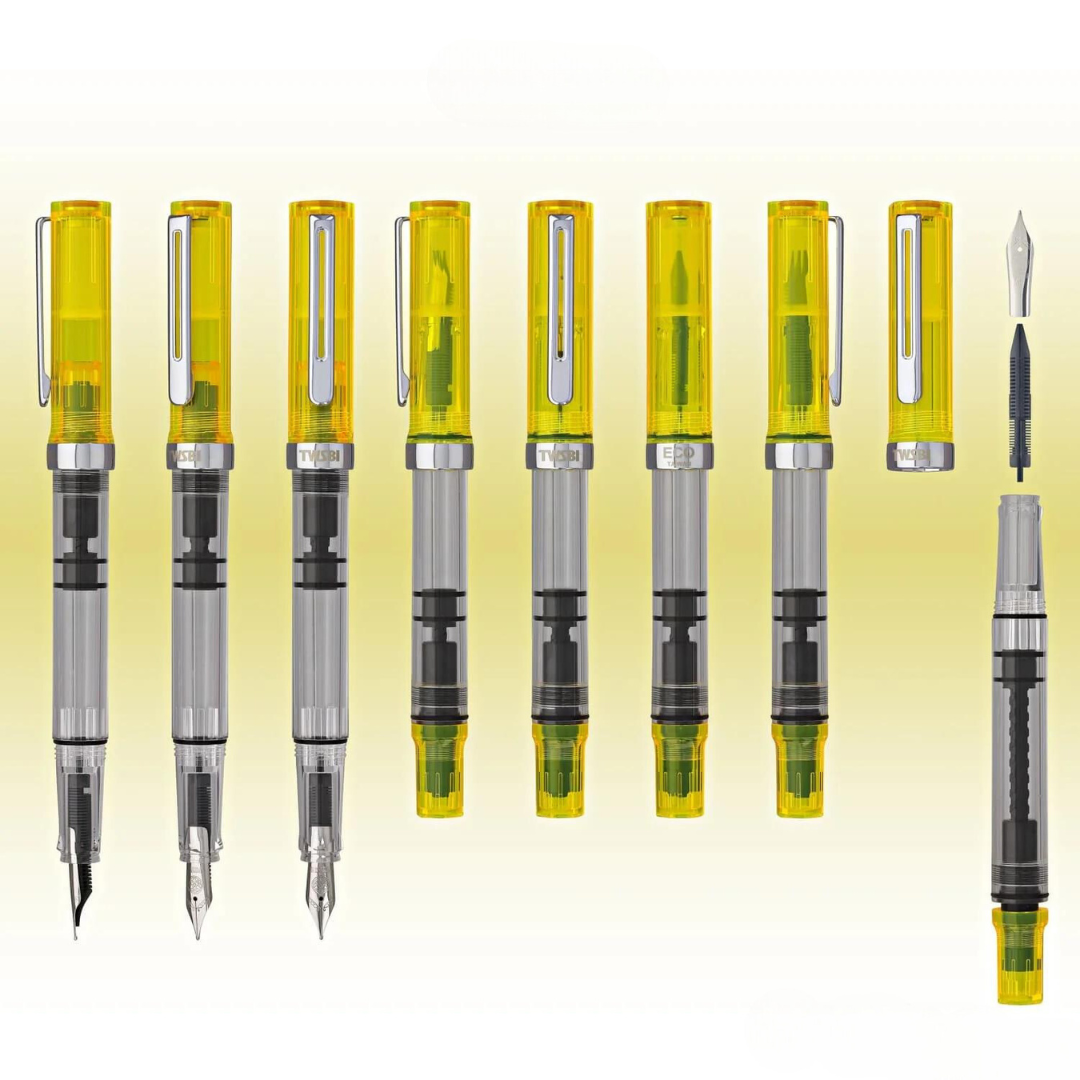 TWSBI ECO Fountain Pen Transparent Yellow — TWSBI fountain pen — precision nib writing instrument, at Cityluxe Singapore stationery store