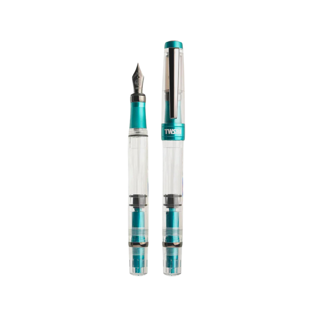TWSBI Diamond 580 AL R Fountain Pen in Caribbean with Onyx — TWSBI fountain pen — precision nib writing instrument, at Cityluxe Singapore stationery store