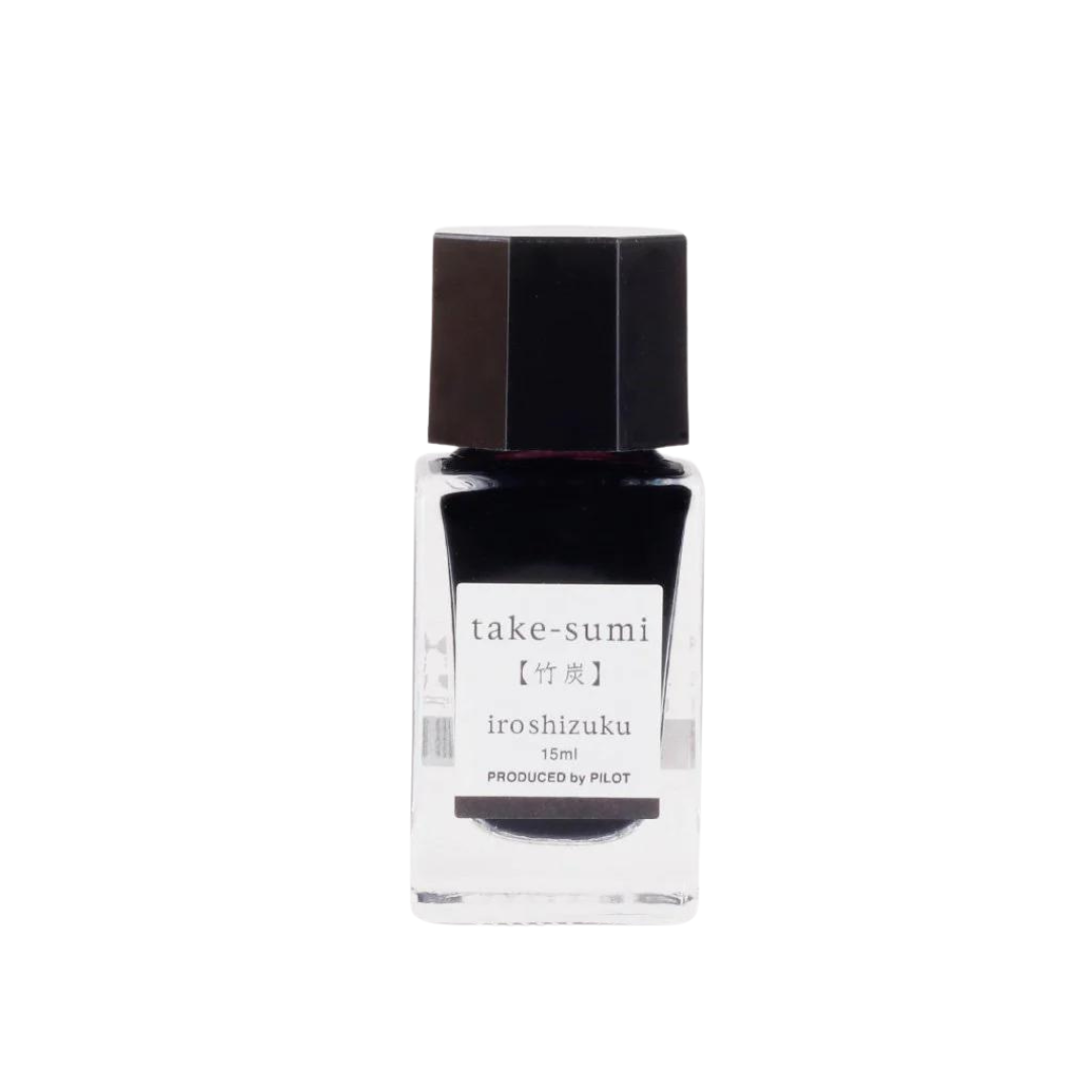 Pilot Iroshizuku 15ml Ink Bottle - Take-sumi (Charcoal Black) — bottle at angle
