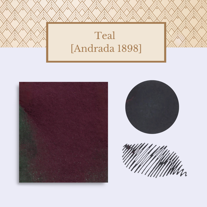 Vinta Inks 30ml Ink Bottle Teal (Andrada 1898) — Vinta Inks fountain pen ink — premium bottled ink for writing, at Cityluxe Singapore