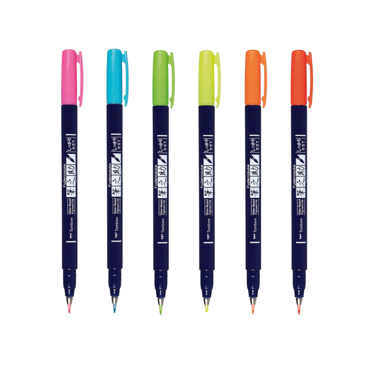 Tombow Fudenosuke Neon Colour Hard Tip Brush Pen — Tombow brush pen — premium stationery and lifestyle, at Cityluxe Singapore