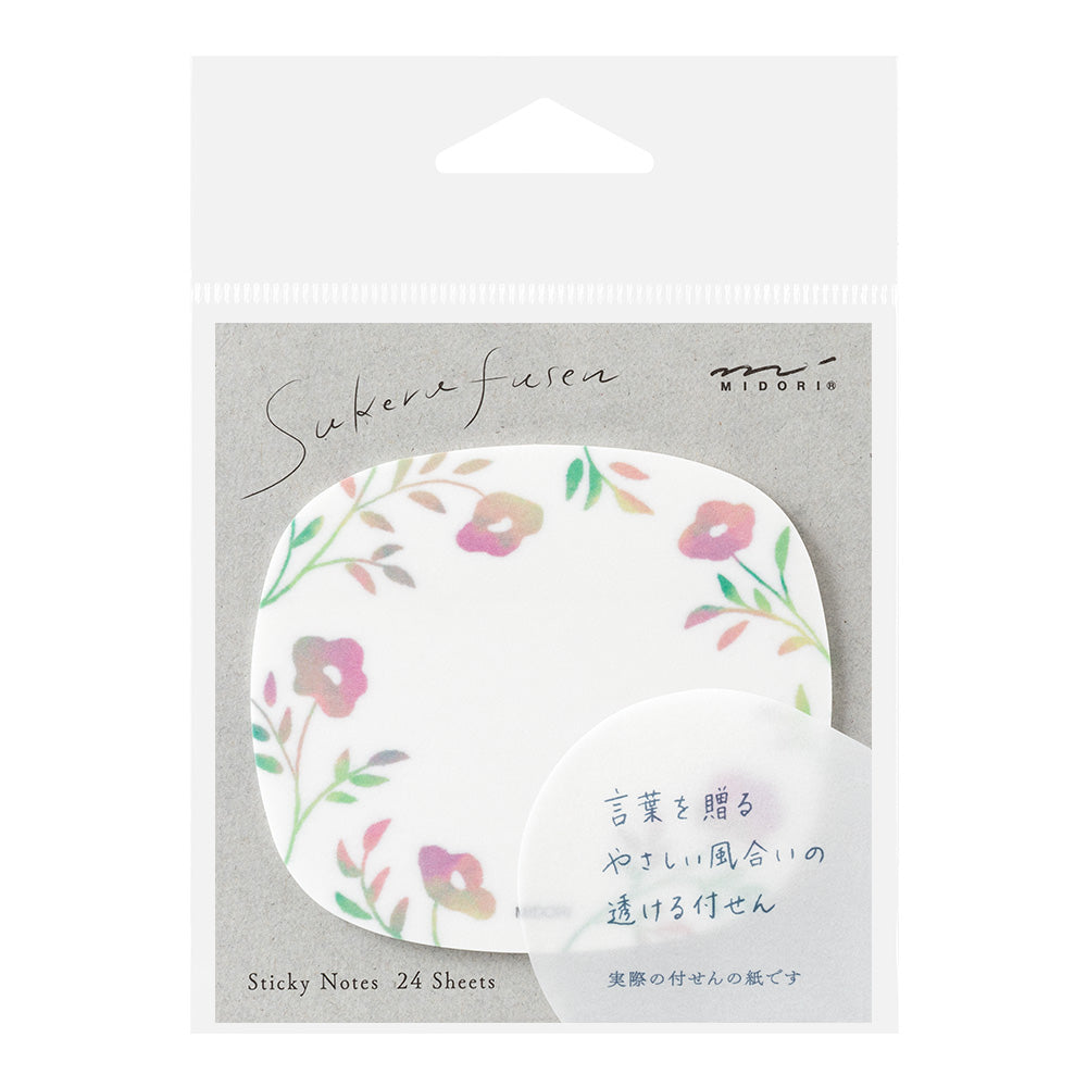 Midori Sticky Notes - Transparency Flower Pink — side view