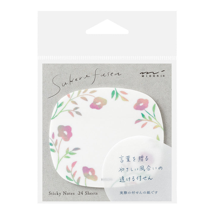 Midori Sticky Notes - Transparency Flower Pink — side view