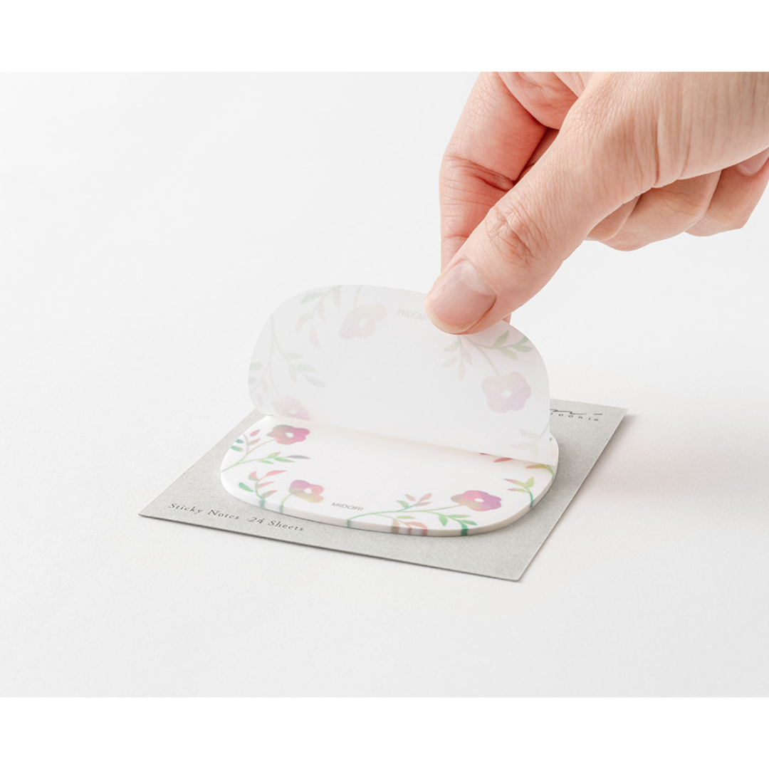 Midori Sticky Notes - Transparency Flower Pink — with packaging