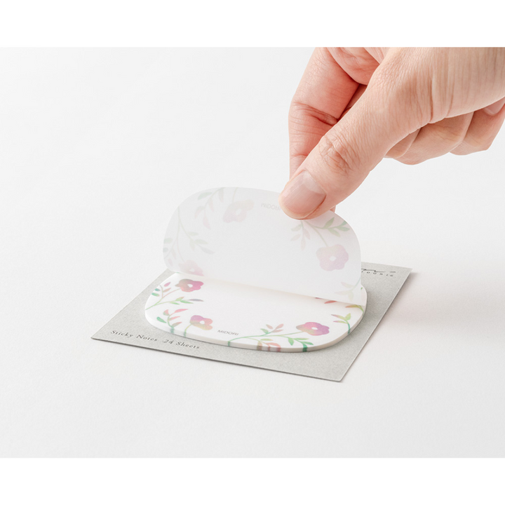 Midori Sticky Notes - Transparency Flower Pink — with packaging